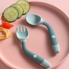 Bendable baby Soft Feeding Fork And Spoon